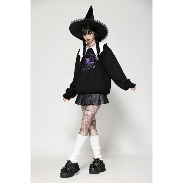 Dark In Love Witch Night Sweater With Collar Detail