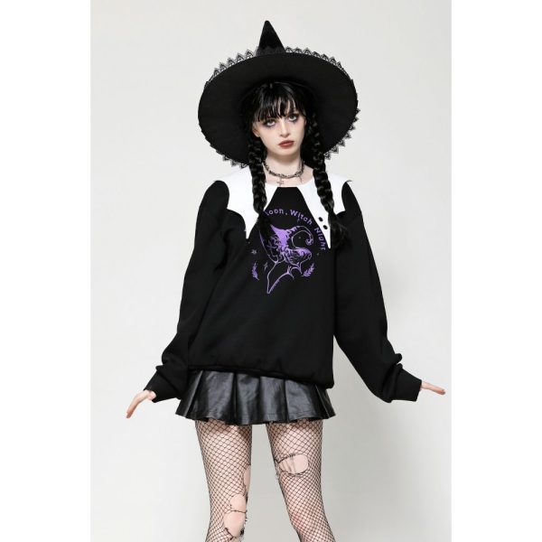 Dark In Love Witch Night Sweater With Collar Detail