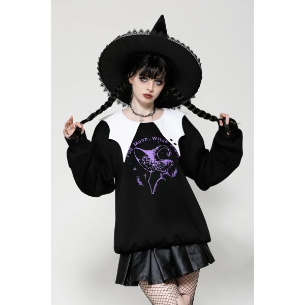 Dark In Love Witch Night Sweater With Collar Detail