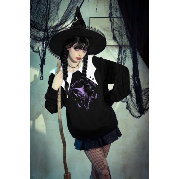 Dark In Love Witch Night Sweater With Collar Detail