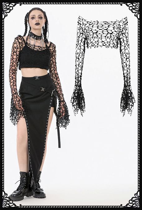 Dark In Love Webrot Fishnet Shredded Gothic-Punk Top