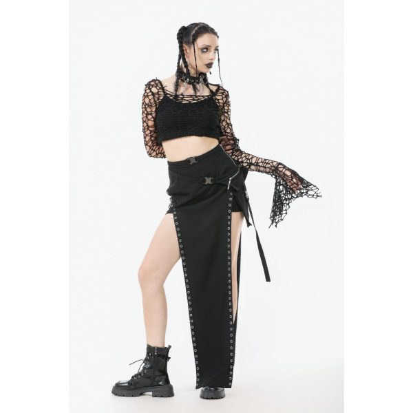 Dark In Love Webrot Fishnet Shredded Gothic-Punk Top
