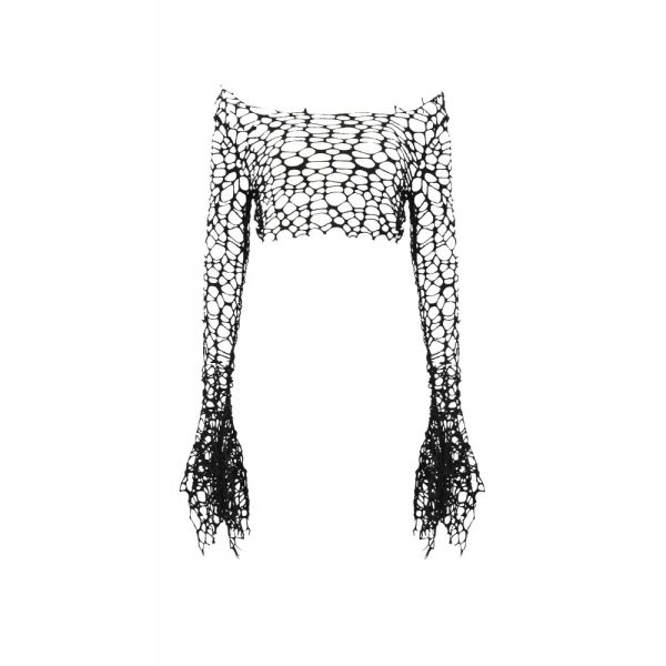 Dark In Love Webrot Fishnet Shredded Gothic-Punk Top