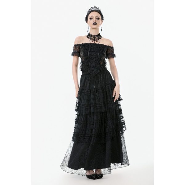 Dark In Love Lacuna Bardot Lace Gothic Top