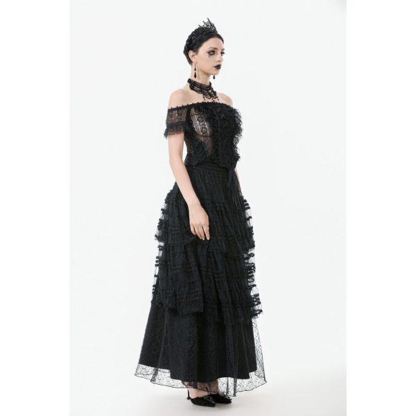 Dark In Love Lacuna Bardot Lace Gothic Top