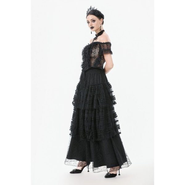 Dark In Love Lacuna Bardot Lace Gothic Top