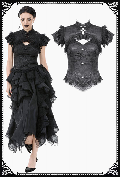 Dark In Love Ophelia Frilly Gothic Mock Neck Cut Out Top