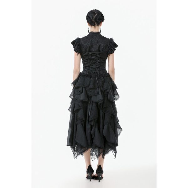 Dark In Love Ophelia Frilly Gothic Mock Neck Cut Out Top