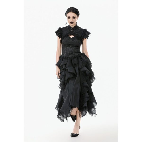 Dark In Love Ophelia Frilly Gothic Mock Neck Cut Out Top