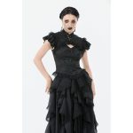 Dark In Love Ophelia Frilly Gothic Mock Neck Cut Out Top
