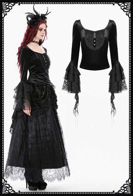 Dark In Love Layla Velvet Long Sleeve Lace Top