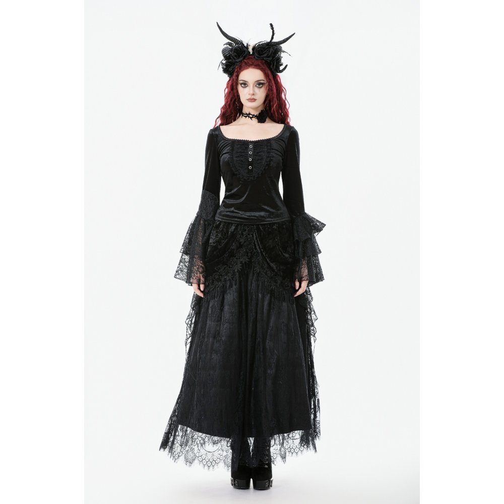 Dark In Love Layla Velvet Long Sleeve Lace Top