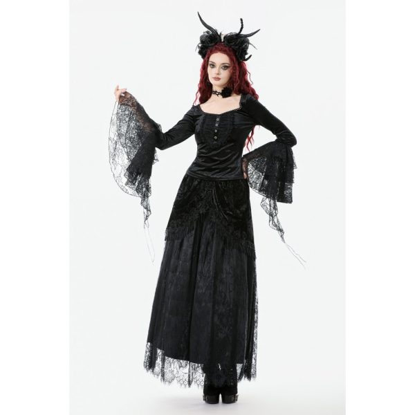 Dark In Love Layla Velvet Long Sleeve Lace Top