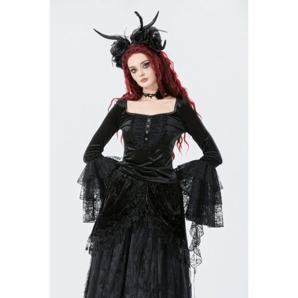 Dark In Love Layla Velvet Long Sleeve Lace Top