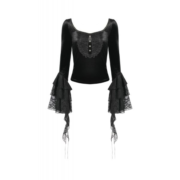 Dark In Love Layla Velvet Long Sleeve Lace Top