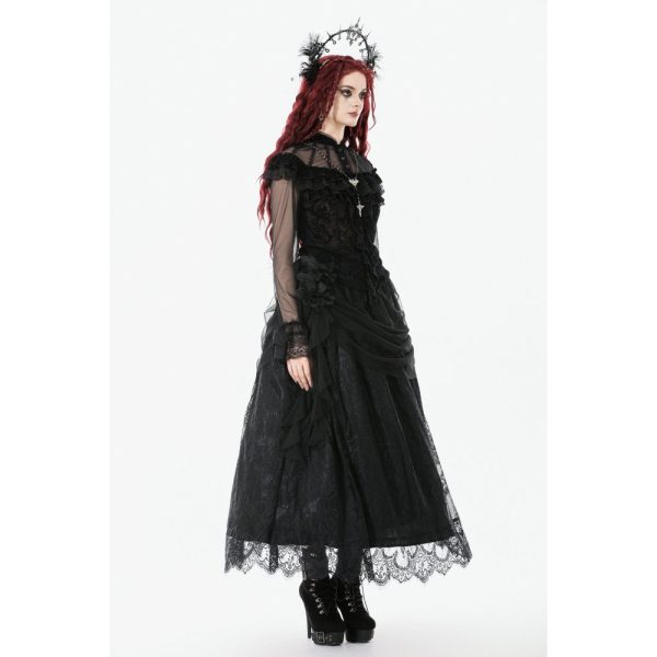 Dark In Love Hollow Ruffle & Sheer Gothic Top