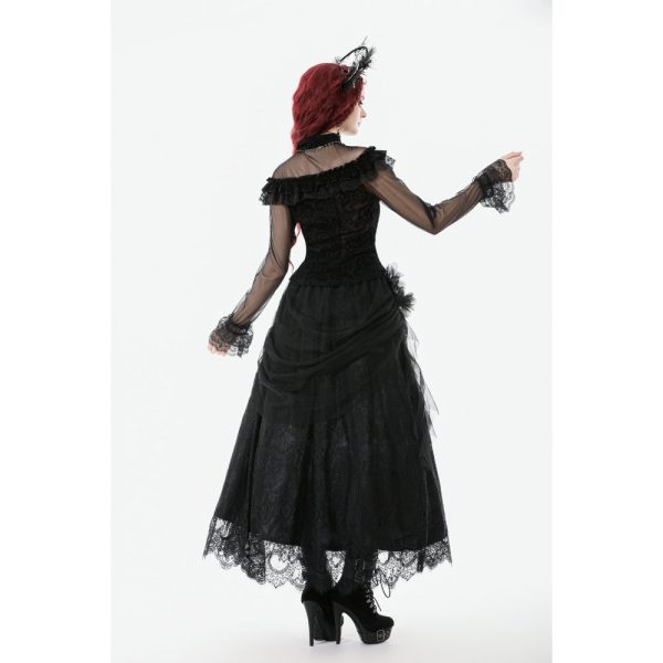 Dark In Love Hollow Ruffle & Sheer Gothic Top