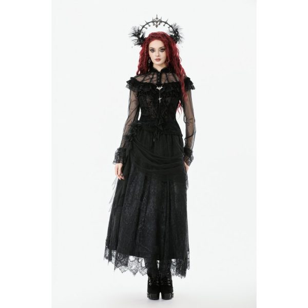 Dark In Love Hollow Ruffle & Sheer Gothic Top