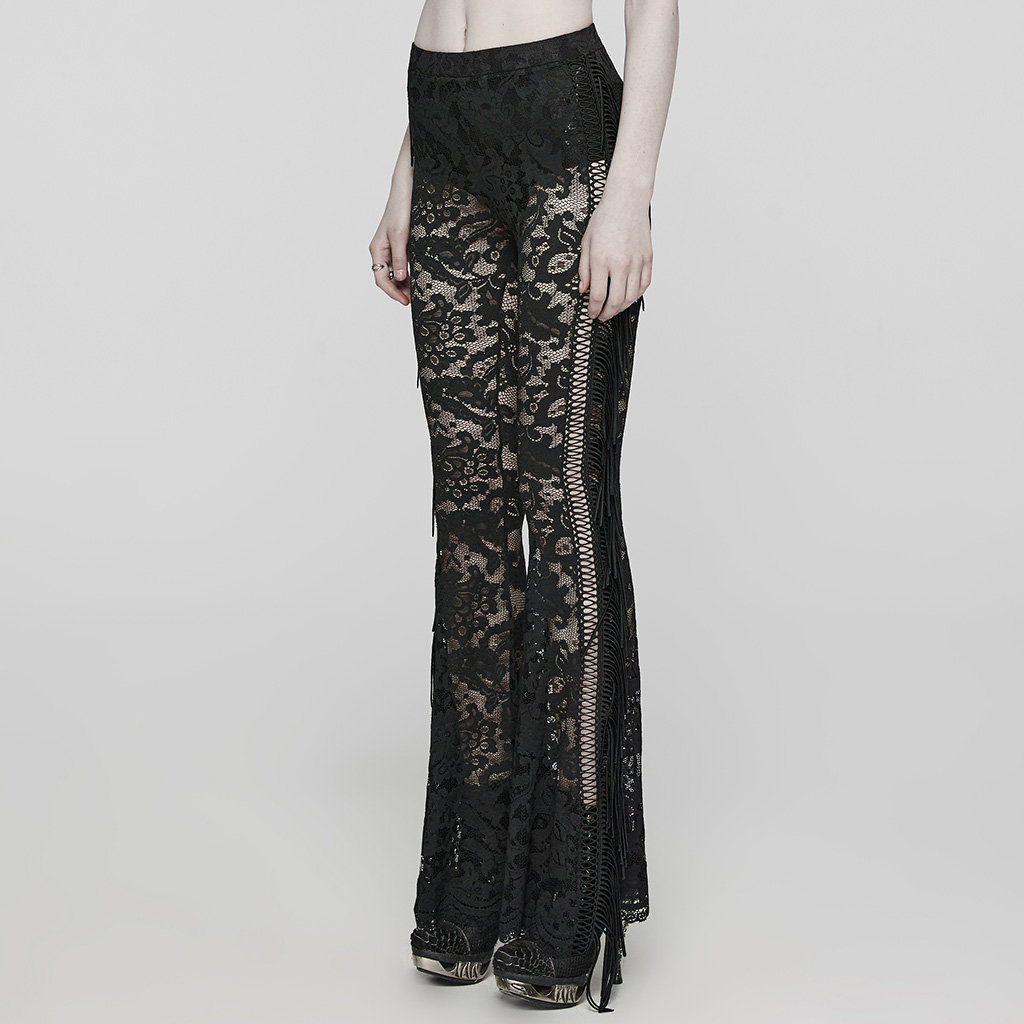 Punk Rave Pamela Lace and Fringes Flare Pants