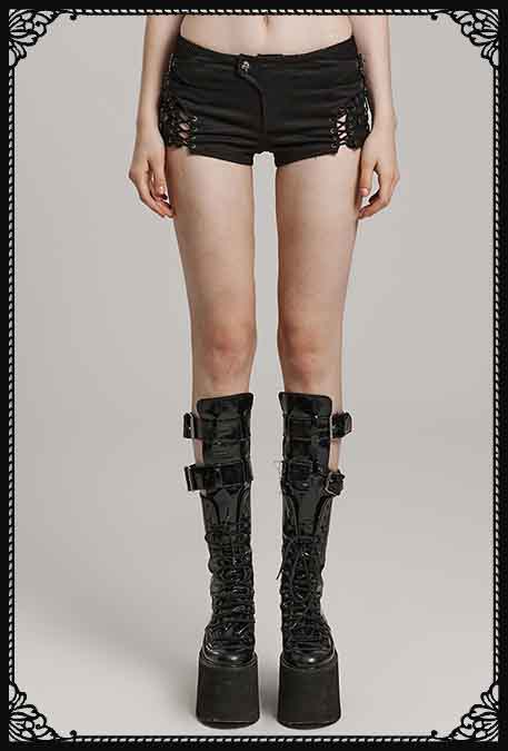 Punk Rave Infernal Lace Up Shorts