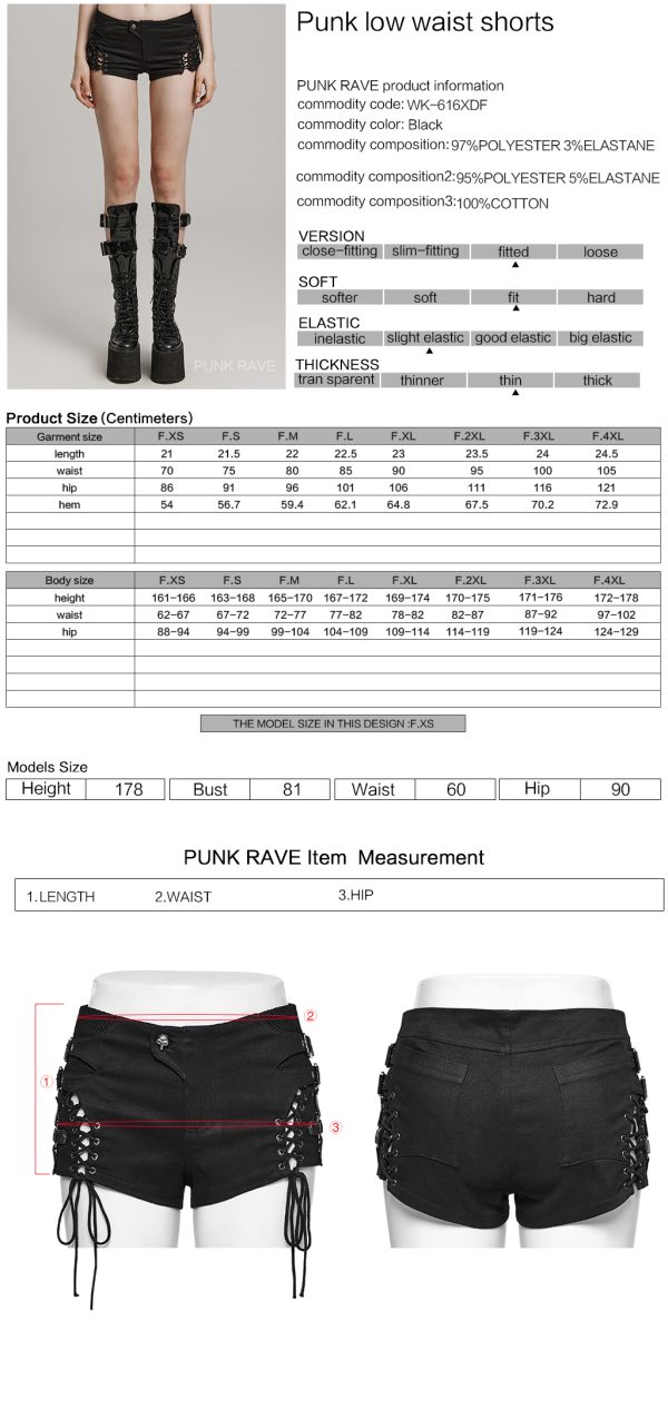 Punk Rave Infernal Lace Up Shorts