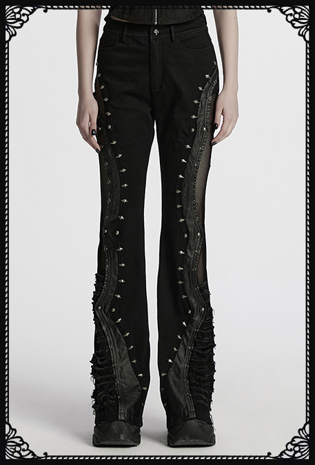 Punk Rave Vandal Studded & Distressed Flare Pants