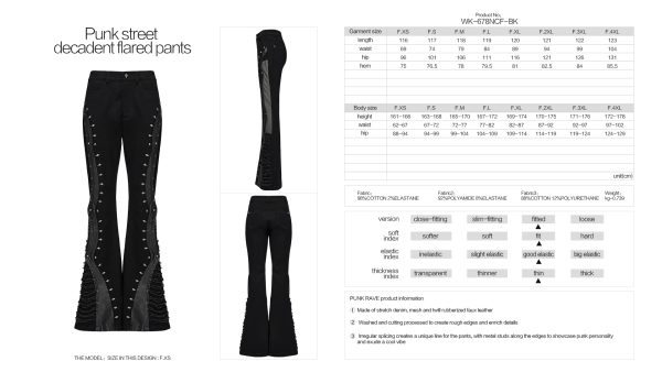 Punk Rave Vandal Studded & Distressed Flare Pants