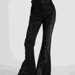 Punk Rave Vandal Studded & Distressed Flare Pants