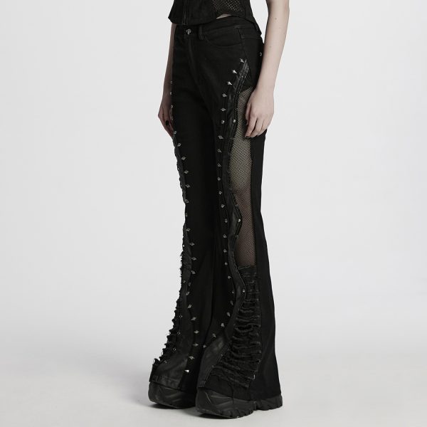 Punk Rave Vandal Studded & Distressed Flare Pants