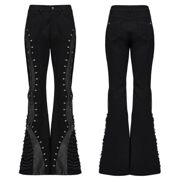 Punk Rave Vandal Studded & Distressed Flare Pants