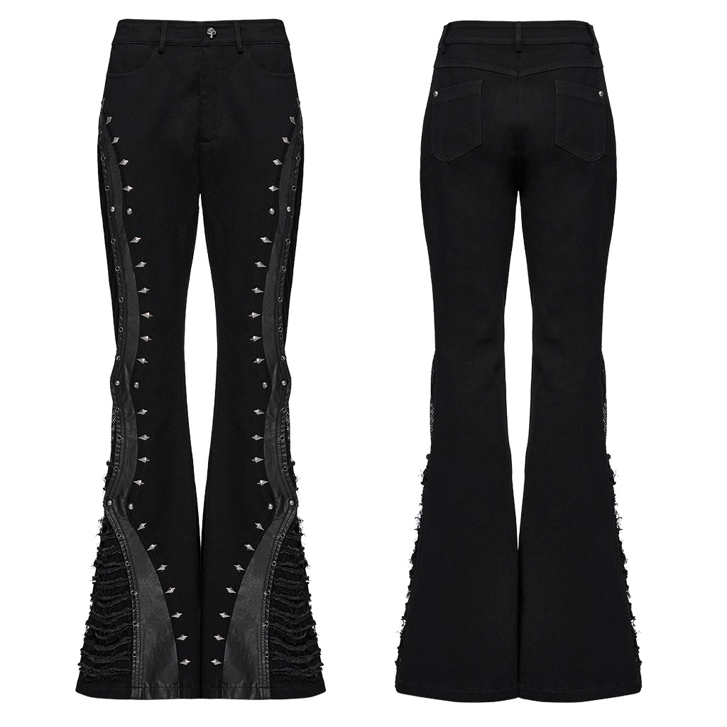 Punk Rave Vandal Studded & Distressed Flare Pants