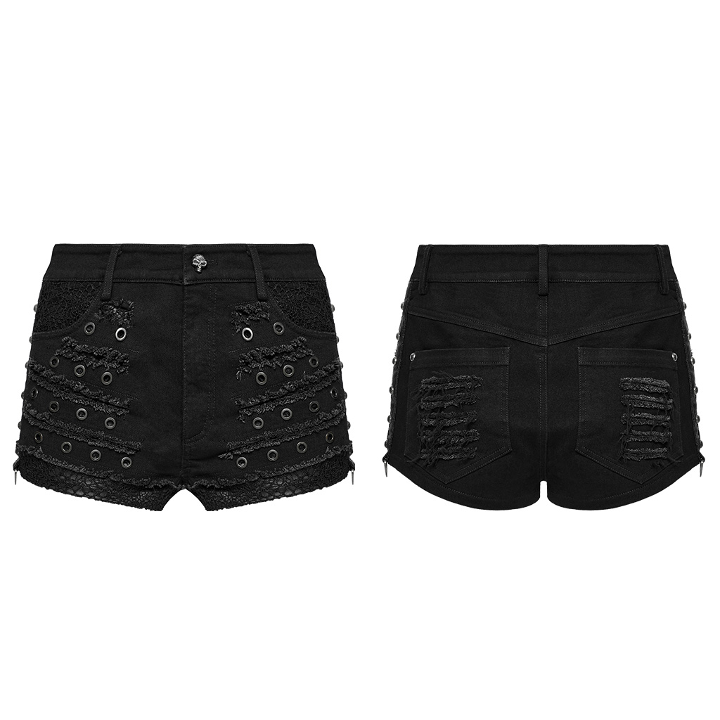Punk Rave Devoured Distressed Gothic Shorts