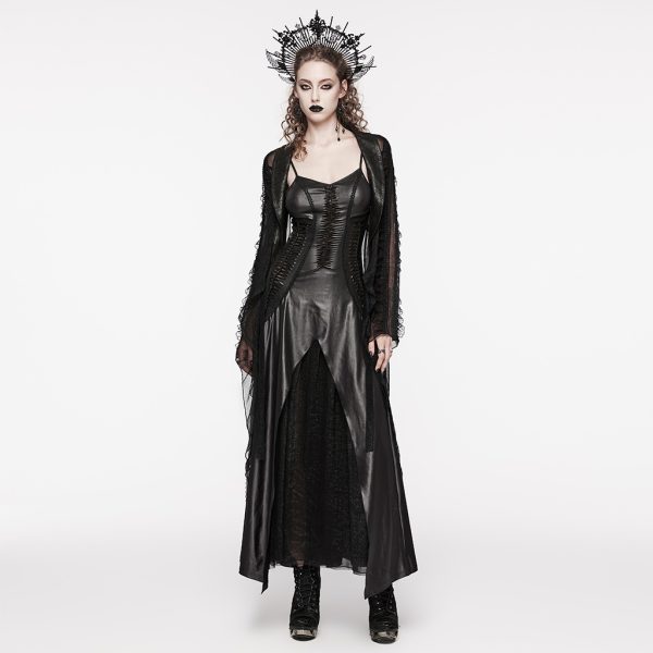 Punk Rave Amaryllis Shredded Detail Faux Leather Dress