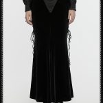 Punk Rave Zylara Long Black Velvet Skirt