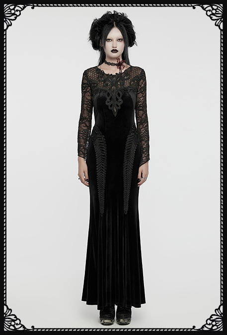 Punk Rave Karin Gothic Long Velvet Dress