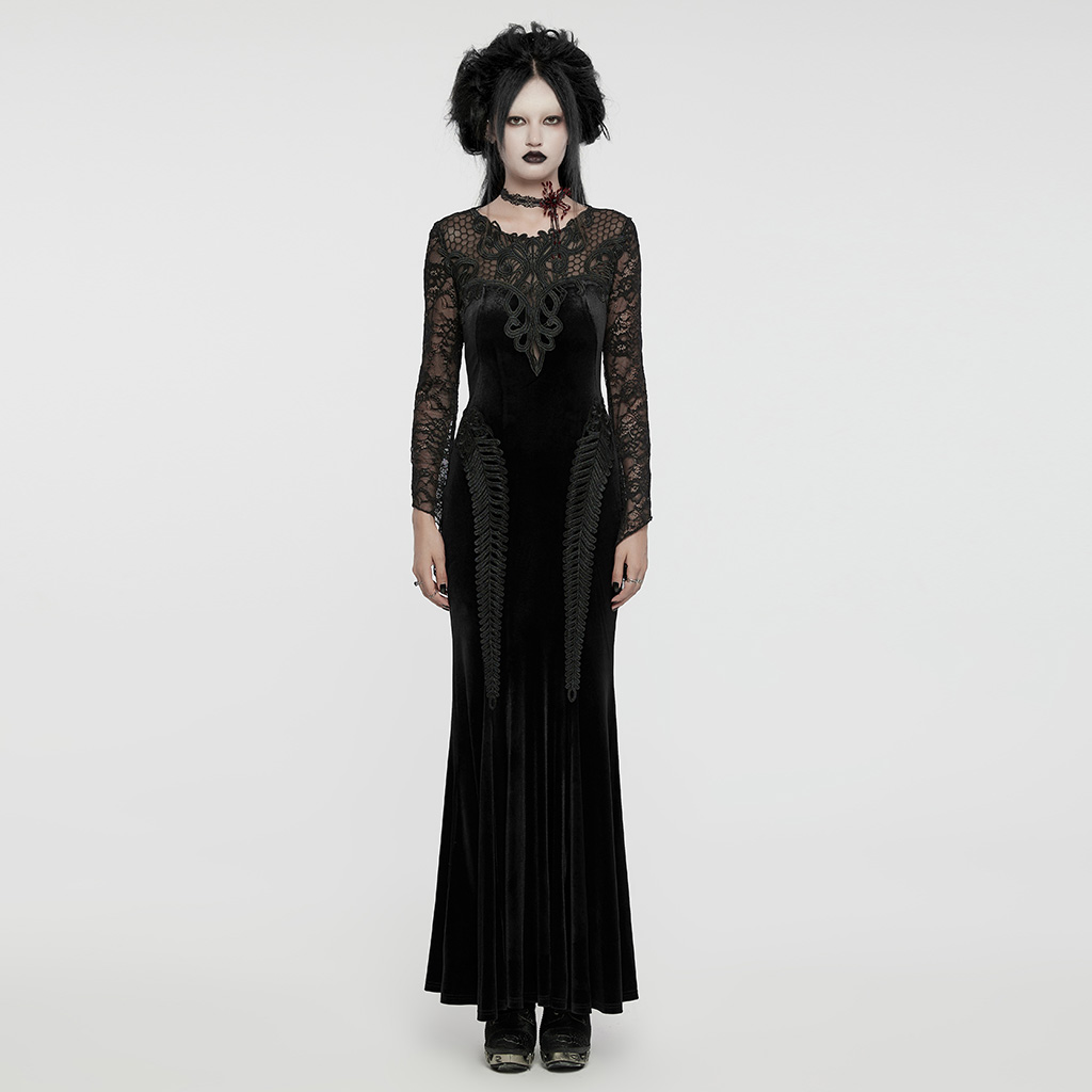 Punk Rave Karin Gothic Long Velvet Dress