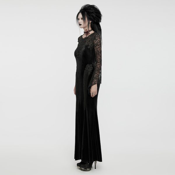 Punk Rave Karin Gothic Long Velvet Dress