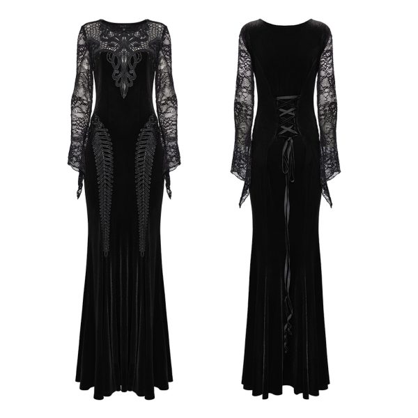 Punk Rave Karin Gothic Long Velvet Dress