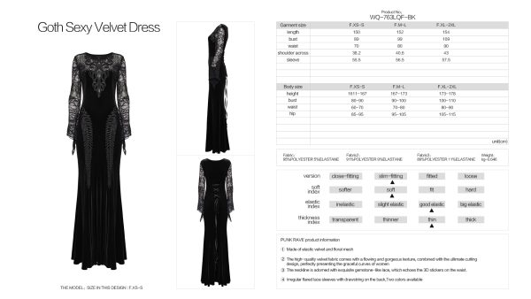 Punk Rave Karin Gothic Long Velvet Dress