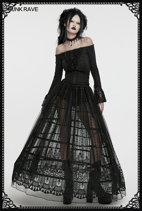 Punk Rave Graveyard Queen Lace Gothic Skirt