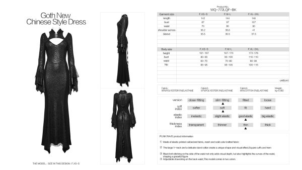 Punk Rave Licia Gothic Mandarin Collar Dress