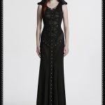 Punk Rave Cyber Priestess with Fishnet Detail Hoodie Dress