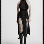 Punk Rave Moirana Fishnet Gothic Slits on Sides Dress