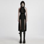 Punk Rave Moirana Fishnet Gothic Slits on Sides Dress
