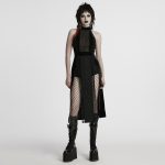 Punk Rave Moirana Fishnet Gothic Slits on Sides Dress