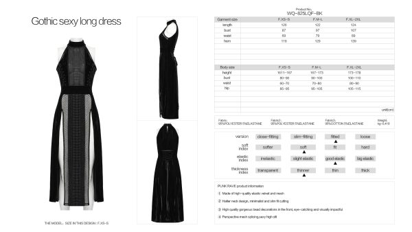 Punk Rave Moirana Fishnet Gothic Slits on Sides Dress