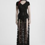 Punk Rave Dead Romance Chain Detail Sheer Lace Gothic Skirt