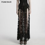 Punk Rave Dead Romance Chain Detail Sheer Lace Gothic Skirt