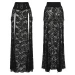 Punk Rave Dead Romance Chain Detail Sheer Lace Gothic Skirt