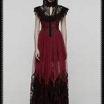 Punk Rave Dead Romance Lace Embroidered Sheer Red Gothic Dress